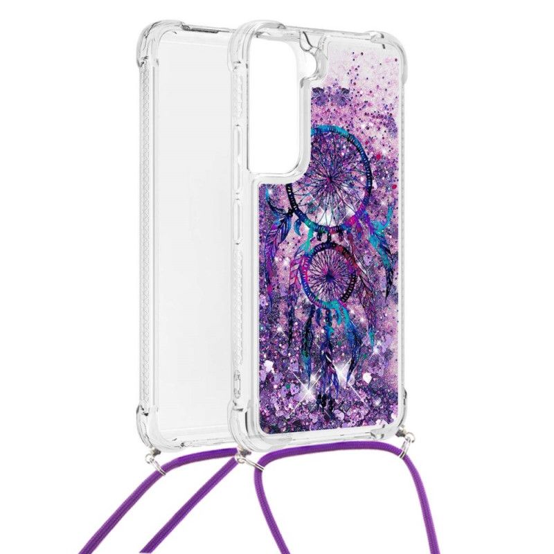 Cover Samsung Galaxy S22 5G Med Snor Med Pailletter Drawstring Dreamcatcher