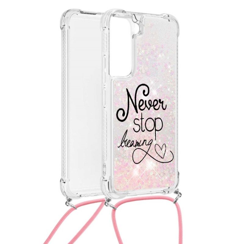 Cover Samsung Galaxy S22 5G Med Snor Stop Aldrig Glittersnor