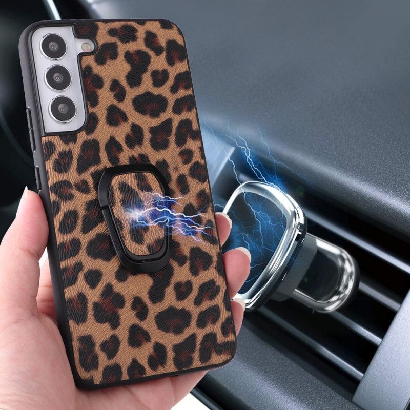 Cover Samsung Galaxy S22 5G Ringstøtte I Leopardstil