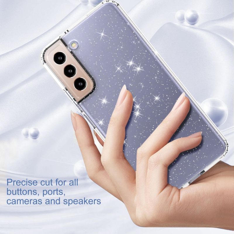 Cover Samsung Galaxy S22 5G Transparent Glitter Design