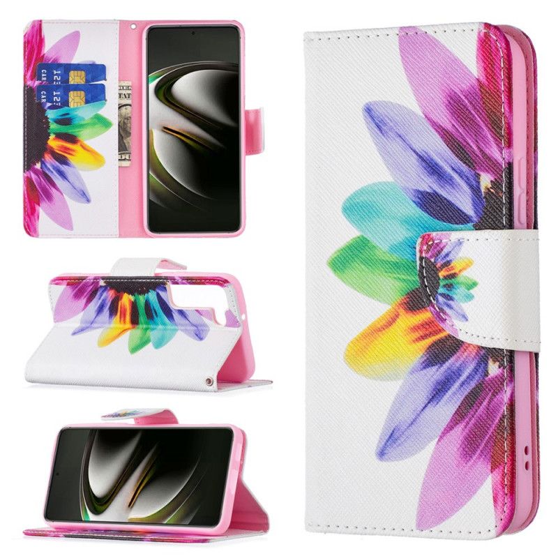 Flip Cover Samsung Galaxy S22 5G Akvarelblomst