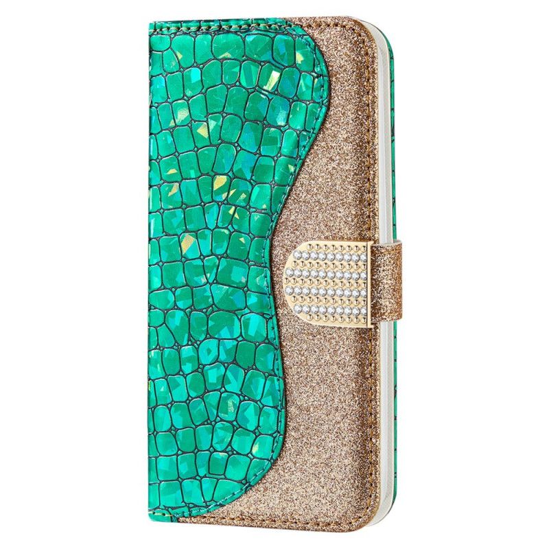 Flip Cover Samsung Galaxy S22 5G Croc Diamanter