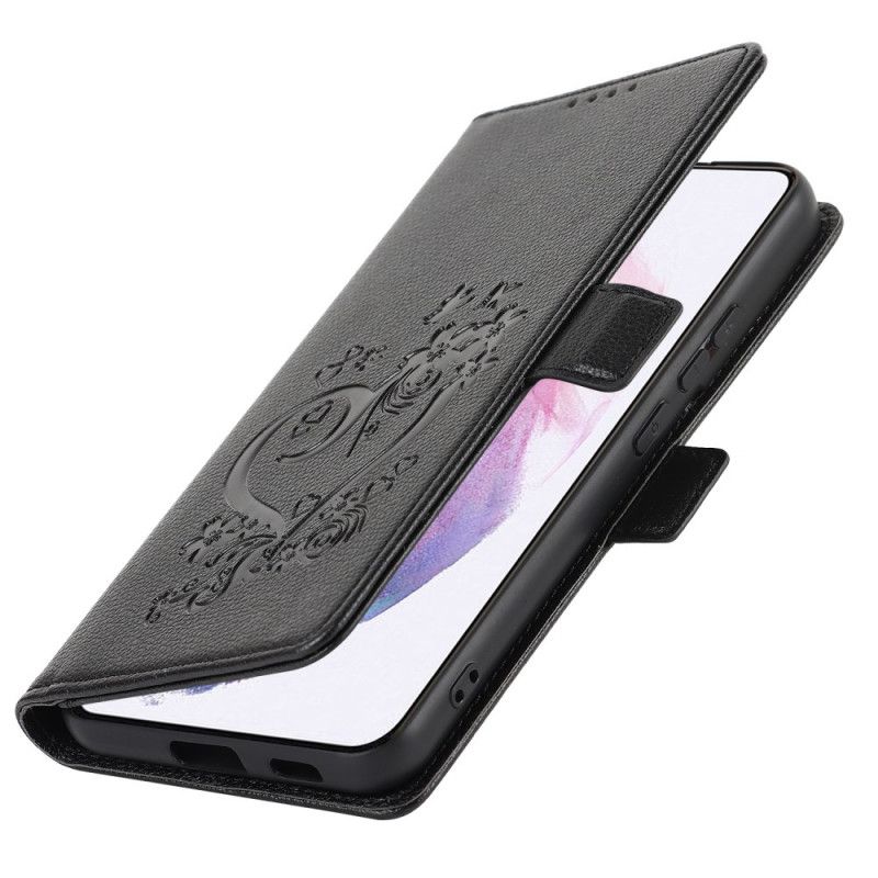 Flip Cover Samsung Galaxy S22 5G Hjerte Med Rem