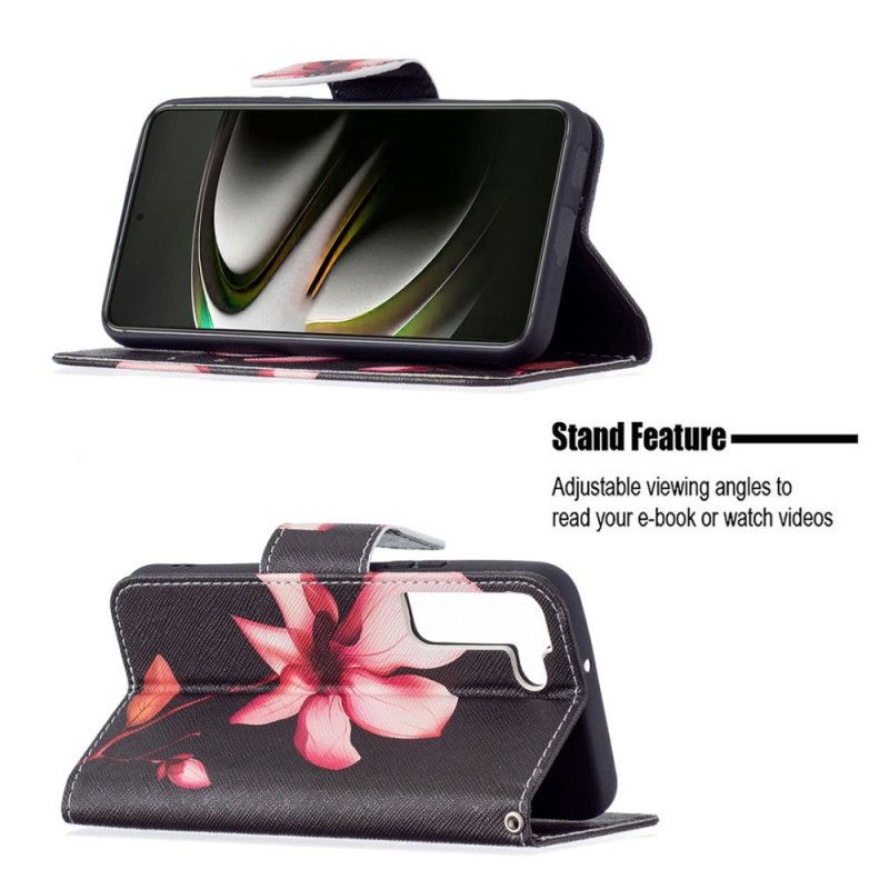 Flip Cover Samsung Galaxy S22 5G Pink Blomst