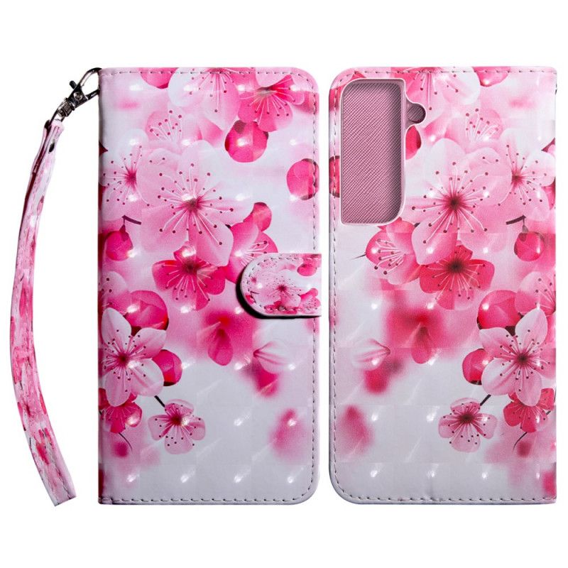 Flip Cover Samsung Galaxy S22 5G Pink Blomster