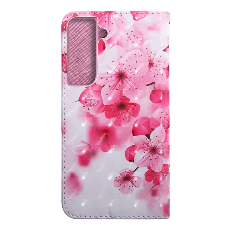 Flip Cover Samsung Galaxy S22 5G Pink Blomster