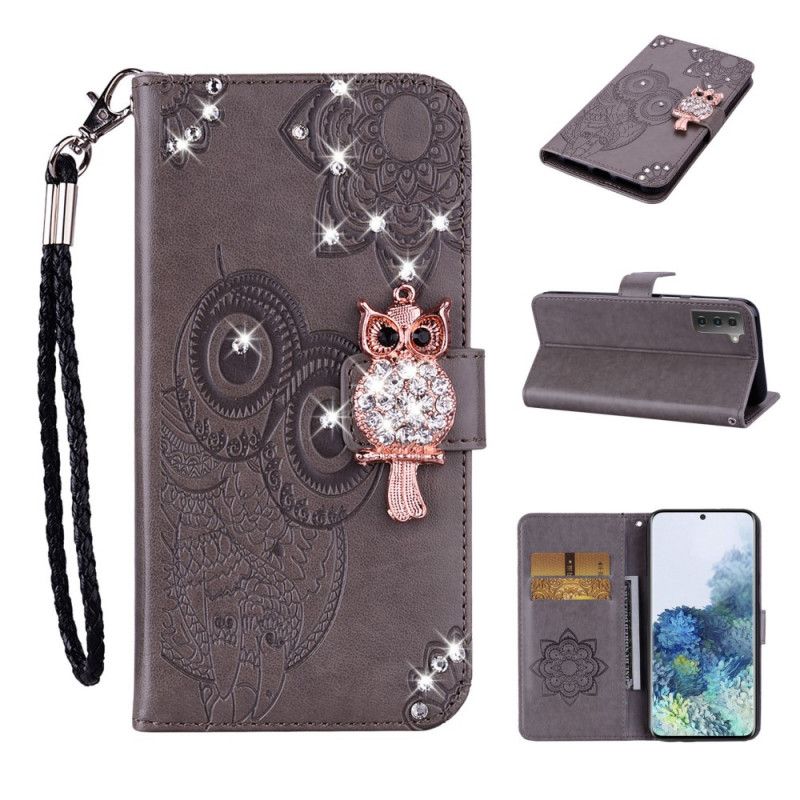 Flip Cover Samsung Galaxy S22 5G Ugle Mandala Og Charm