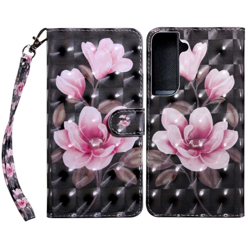 Læder Cover Samsung Galaxy S22 5G Blomsterblomster