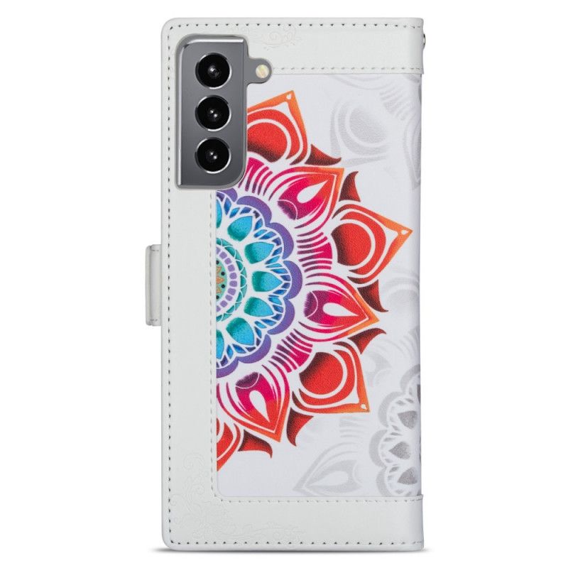 Læder Cover Samsung Galaxy S22 5G Med Snor Mandala Dekoration Med Rem