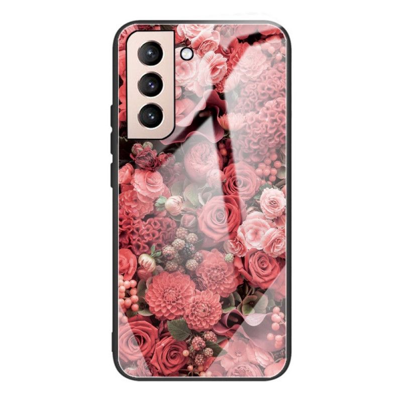 Mobilcover Samsung Galaxy S22 5G Hærdet Glas Lyserøde Blomster