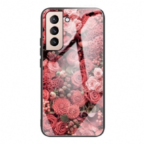 Mobilcover Samsung Galaxy S22 5G Hærdet Glas Lyserøde Blomster