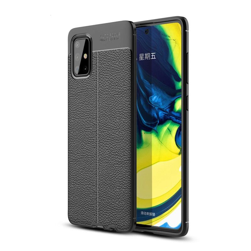 Cover Samsung Galaxy A71 Dobbelt Linje Litchi Lædereffekt