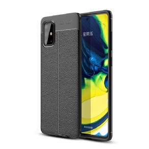 Cover Samsung Galaxy A71 Dobbelt Linje Litchi Lædereffekt