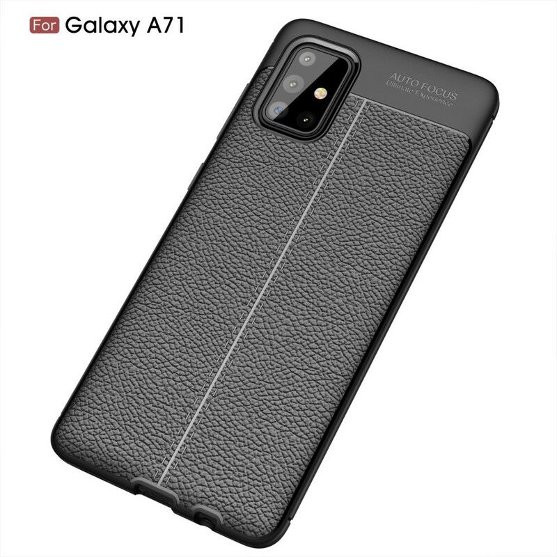 Cover Samsung Galaxy A71 Dobbelt Linje Litchi Lædereffekt