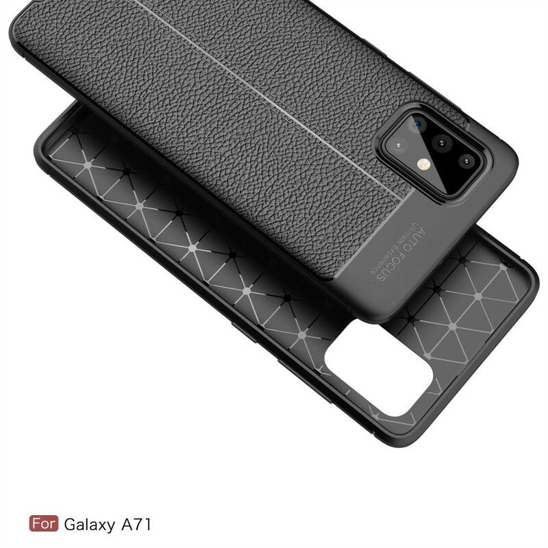 Cover Samsung Galaxy A71 Dobbelt Linje Litchi Lædereffekt