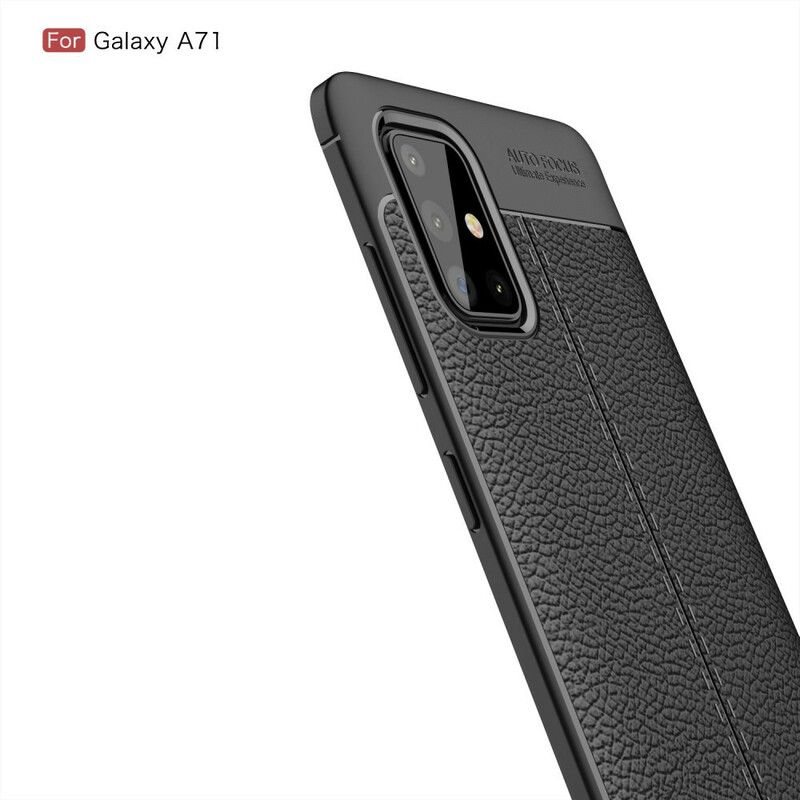 Cover Samsung Galaxy A71 Dobbelt Linje Litchi Lædereffekt