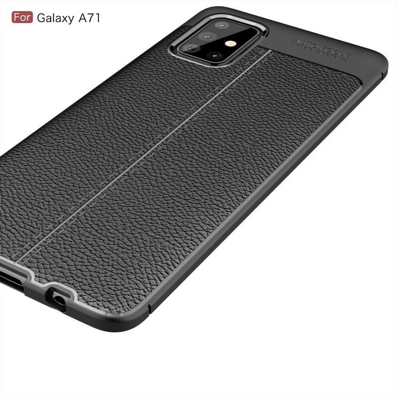 Cover Samsung Galaxy A71 Dobbelt Linje Litchi Lædereffekt