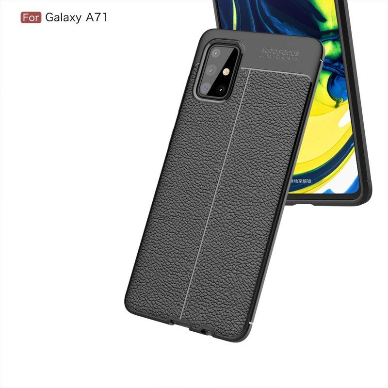 Cover Samsung Galaxy A71 Dobbelt Linje Litchi Lædereffekt