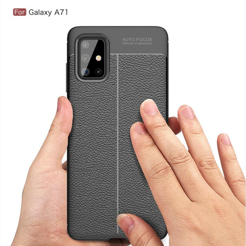 Cover Samsung Galaxy A71 Dobbelt Linje Litchi Lædereffekt