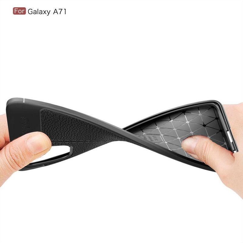 Cover Samsung Galaxy A71 Dobbelt Linje Litchi Lædereffekt