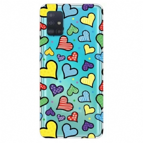 Cover Samsung Galaxy A71 Flerfarvede Hjerter