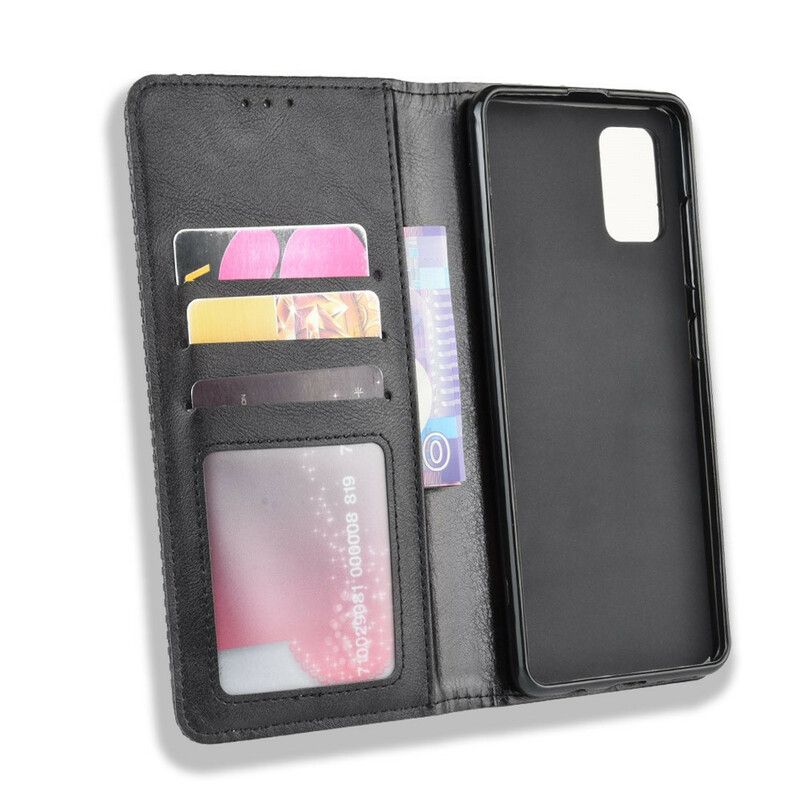 Cover Samsung Galaxy A71 Flip Cover Vintage Stiliseret Lædereffekt