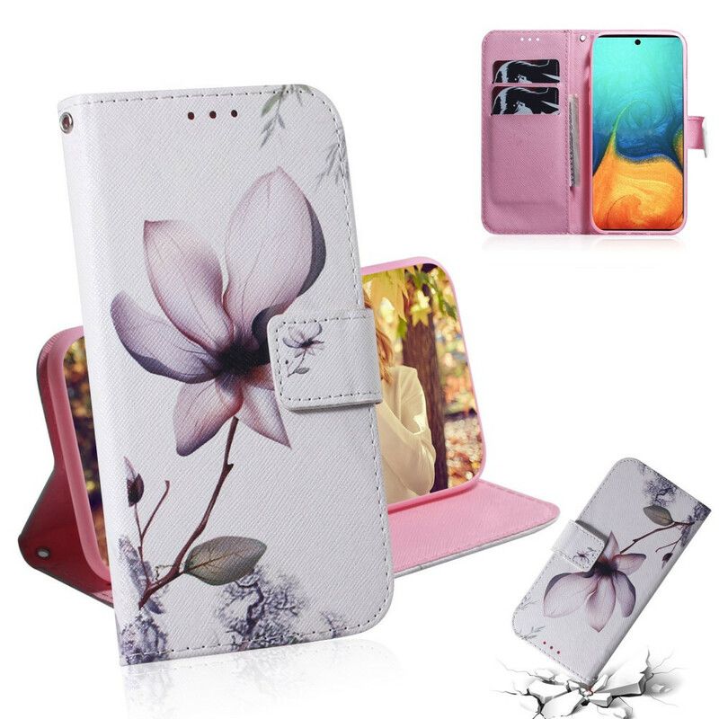 Flip Cover Samsung Galaxy A71 Gammel Rosenblomst