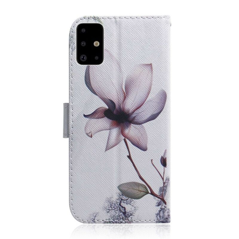 Flip Cover Samsung Galaxy A71 Gammel Rosenblomst