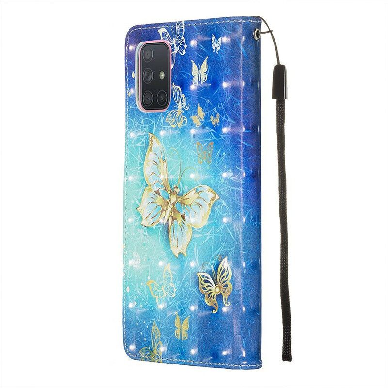 Flip Cover Samsung Galaxy A71 Gylden Sommerfuglesnor