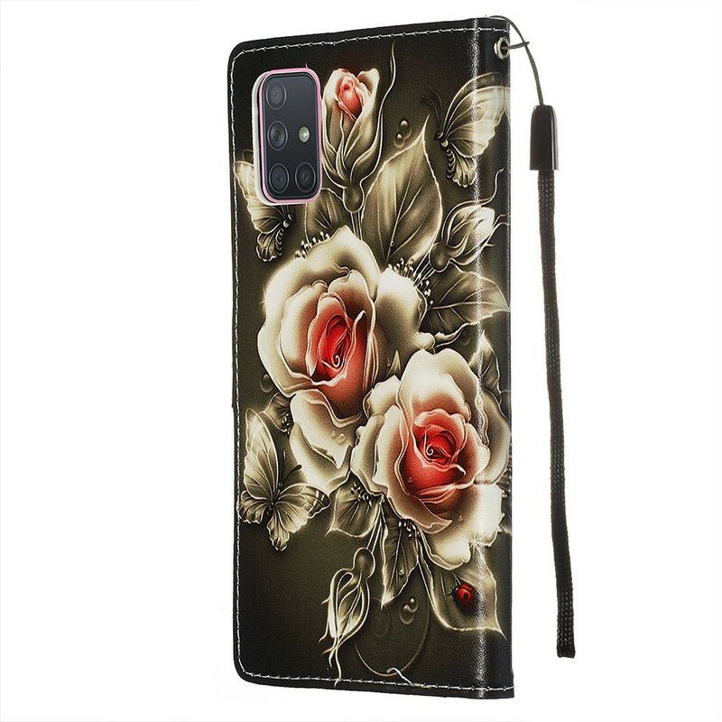 Flip Cover Samsung Galaxy A71 Gyldne Roser