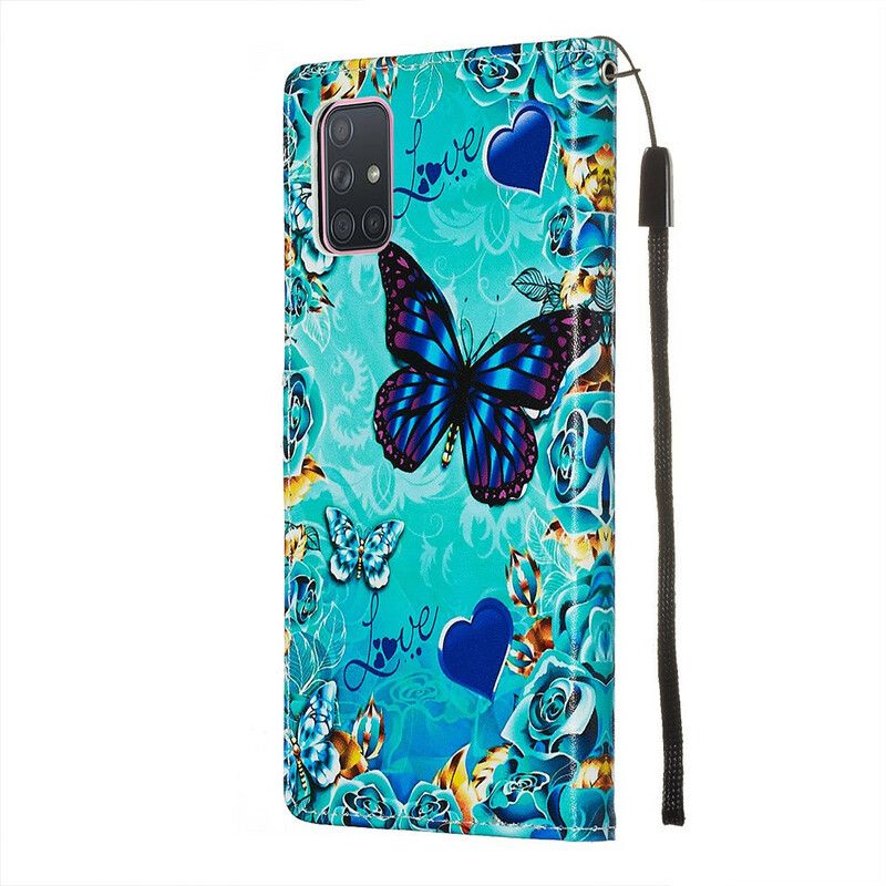 Flip Cover Samsung Galaxy A71 Gyldne Sommerfugle