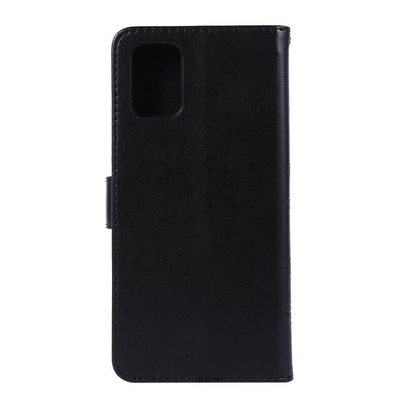 Flip Cover Samsung Galaxy A71 Med Snor Discretion Strap Sommerfugle