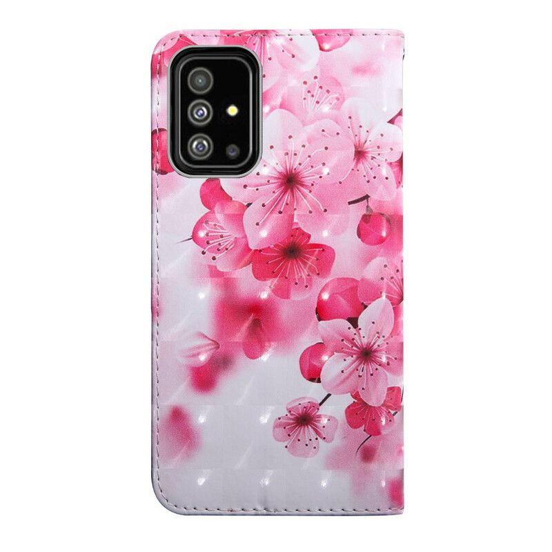 Flip Cover Samsung Galaxy A71 Pink Blomster