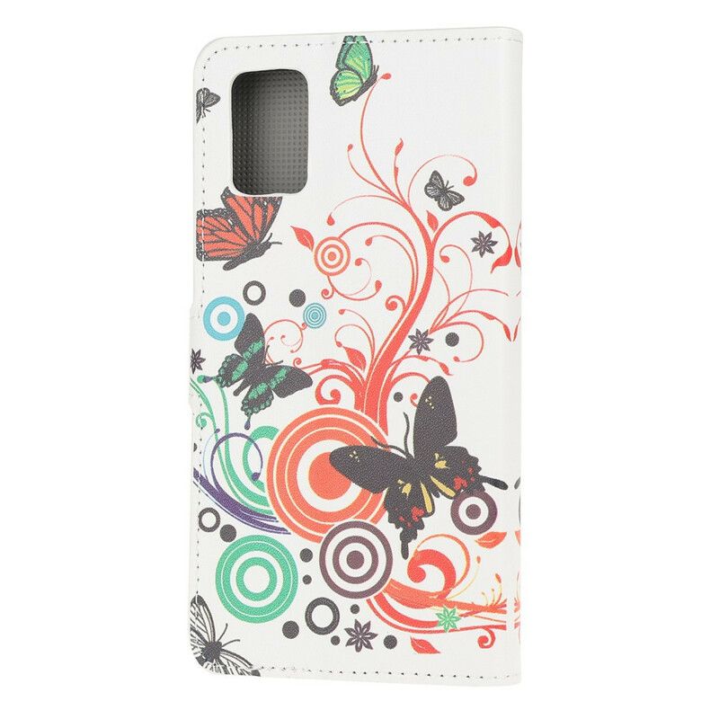 Flip Cover Samsung Galaxy A71 Sommerfugle Og Blomster