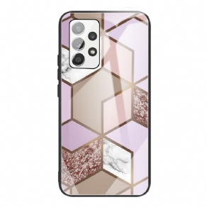 Cover Samsung Galaxy A53 5G Geometri Marmor Hærdet Glas