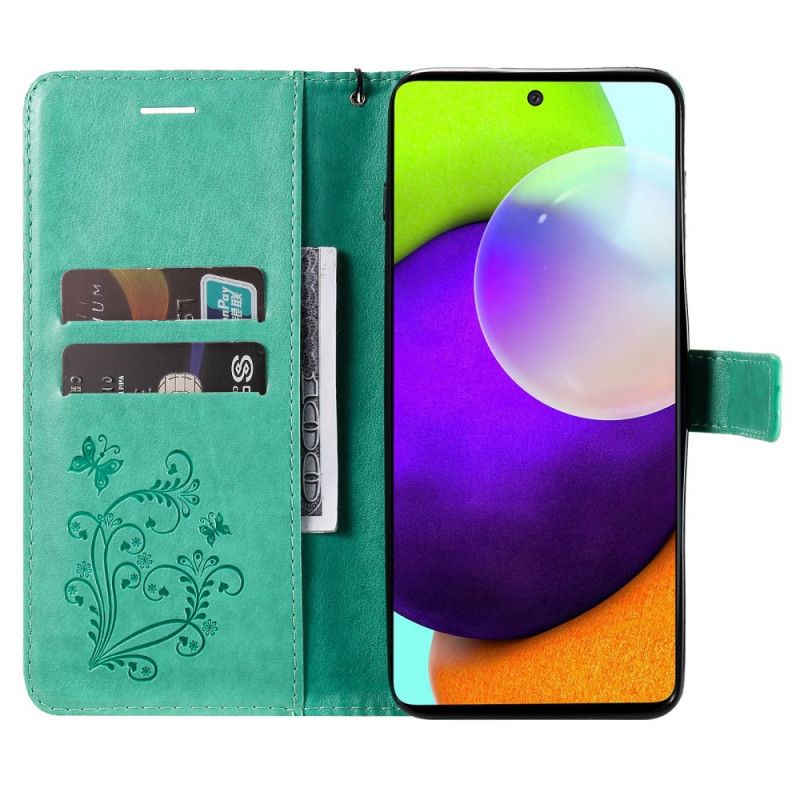 Flip Cover Samsung Galaxy A53 5G Med Snor Kæmpe Strappy Sommerfugle