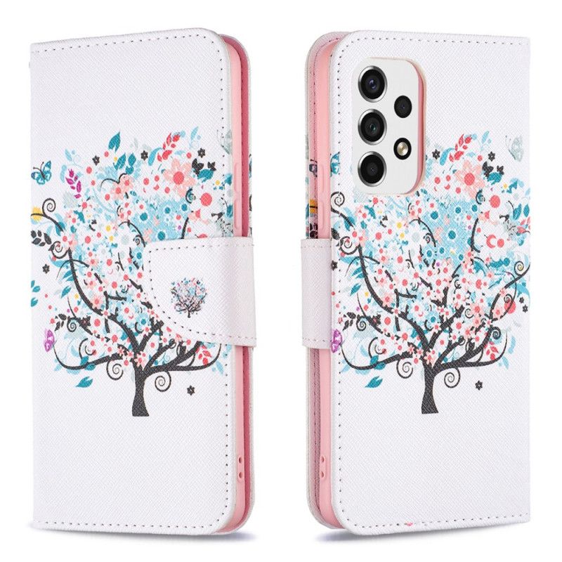 Læder Cover Samsung Galaxy A53 5G Blomstret Træ