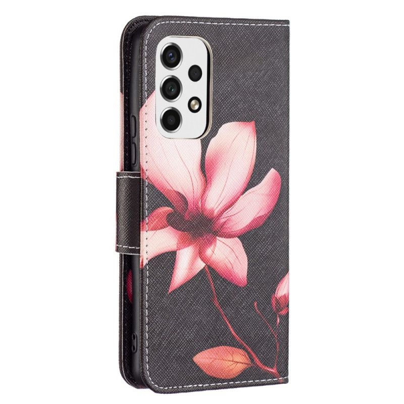 Læder Cover Samsung Galaxy A53 5G Pink Blomst