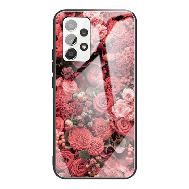 Mobilcover Samsung Galaxy A53 5G Pink Blomster Af Hærdet Glas