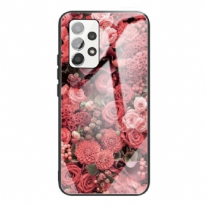 Mobilcover Samsung Galaxy A53 5G Pink Blomster Af Hærdet Glas