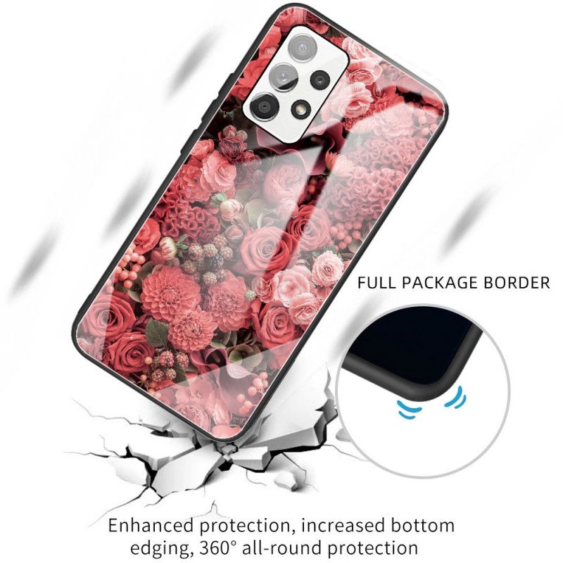 Mobilcover Samsung Galaxy A53 5G Pink Blomster Af Hærdet Glas