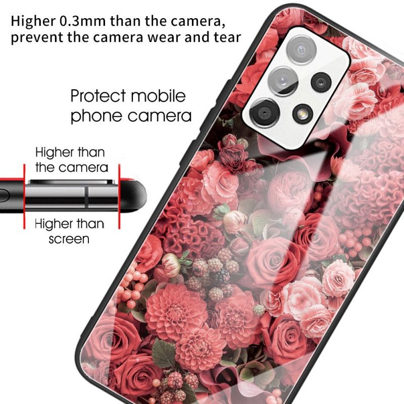 Mobilcover Samsung Galaxy A53 5G Pink Blomster Af Hærdet Glas