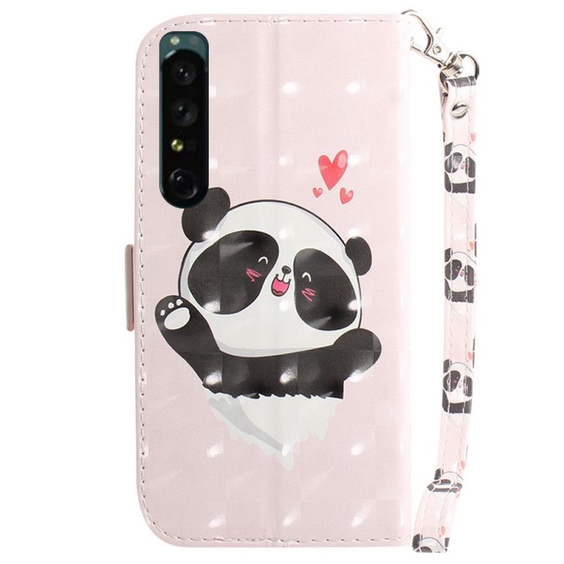 Flip Cover Sony Xperia 1 IV Med Snor Lille Panda Med Rem