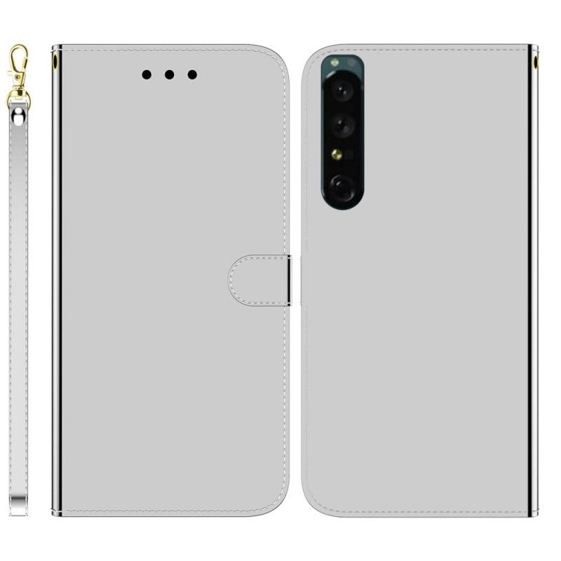 Flip Cover Sony Xperia 1 IV Med Snor Spejl Imiteret Læder Med Rem