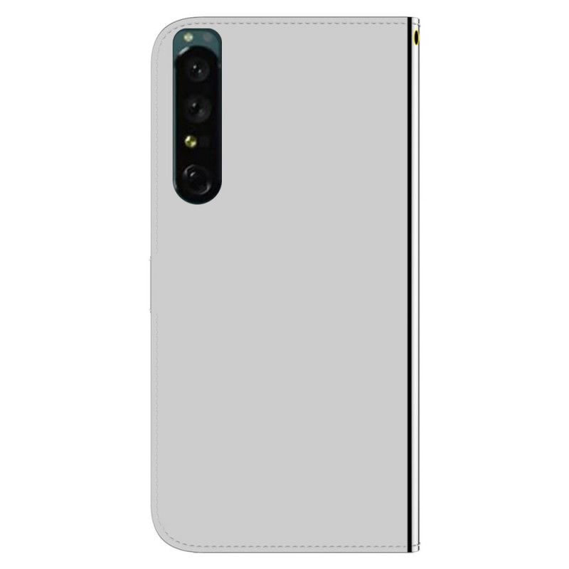 Flip Cover Sony Xperia 1 IV Med Snor Spejl Imiteret Læder Med Rem