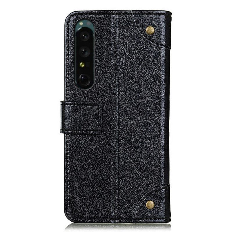 Flip Cover Sony Xperia 1 IV Nappa Læderstil Med Nitter