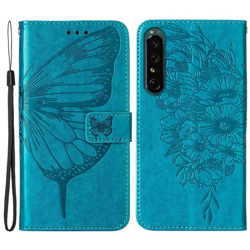 Flip Cover Sony Xperia 1 IV Sommerfugl Med Snor