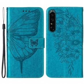 Flip Cover Sony Xperia 1 IV Sommerfugl Med Snor