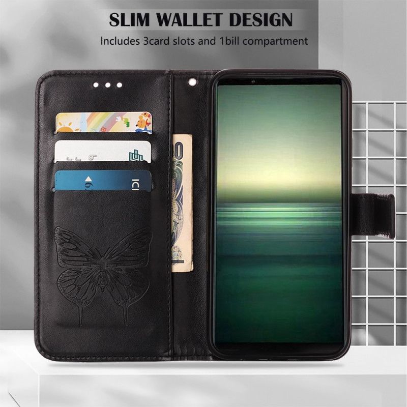 Flip Cover Sony Xperia 1 IV Sommerfugl Med Snor