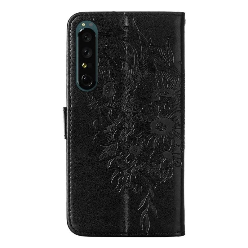 Flip Cover Sony Xperia 1 IV Sommerfugl Med Snor